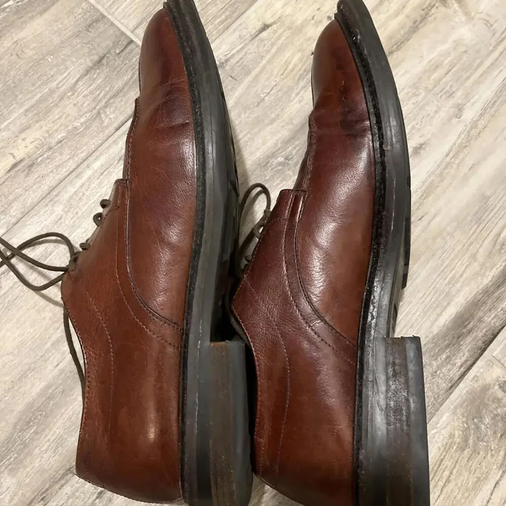BACCO BUCCI MENS CHILI BROWN DRESS OXFORD SHOES SIZE 10.5 MADE IN ITALY *SCUFFS*